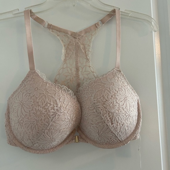 AUDEN • Beige Laced Front Clip Plunge Coverage Push Up Bra • 36D • - Picture 1 of 7
